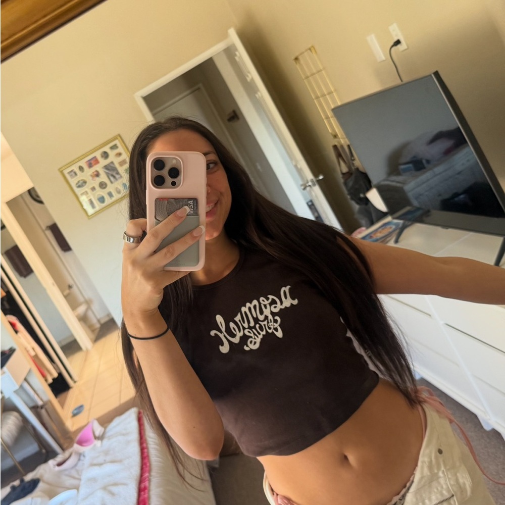 Hermosa Surf Brown and White crop top